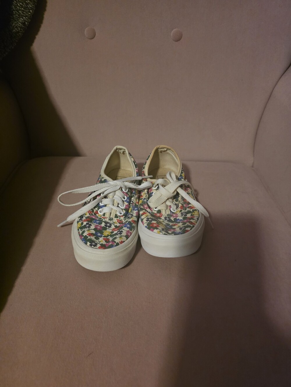 Kids Floral Canvas Lace-Up Sneakers - White Multicolor Vans